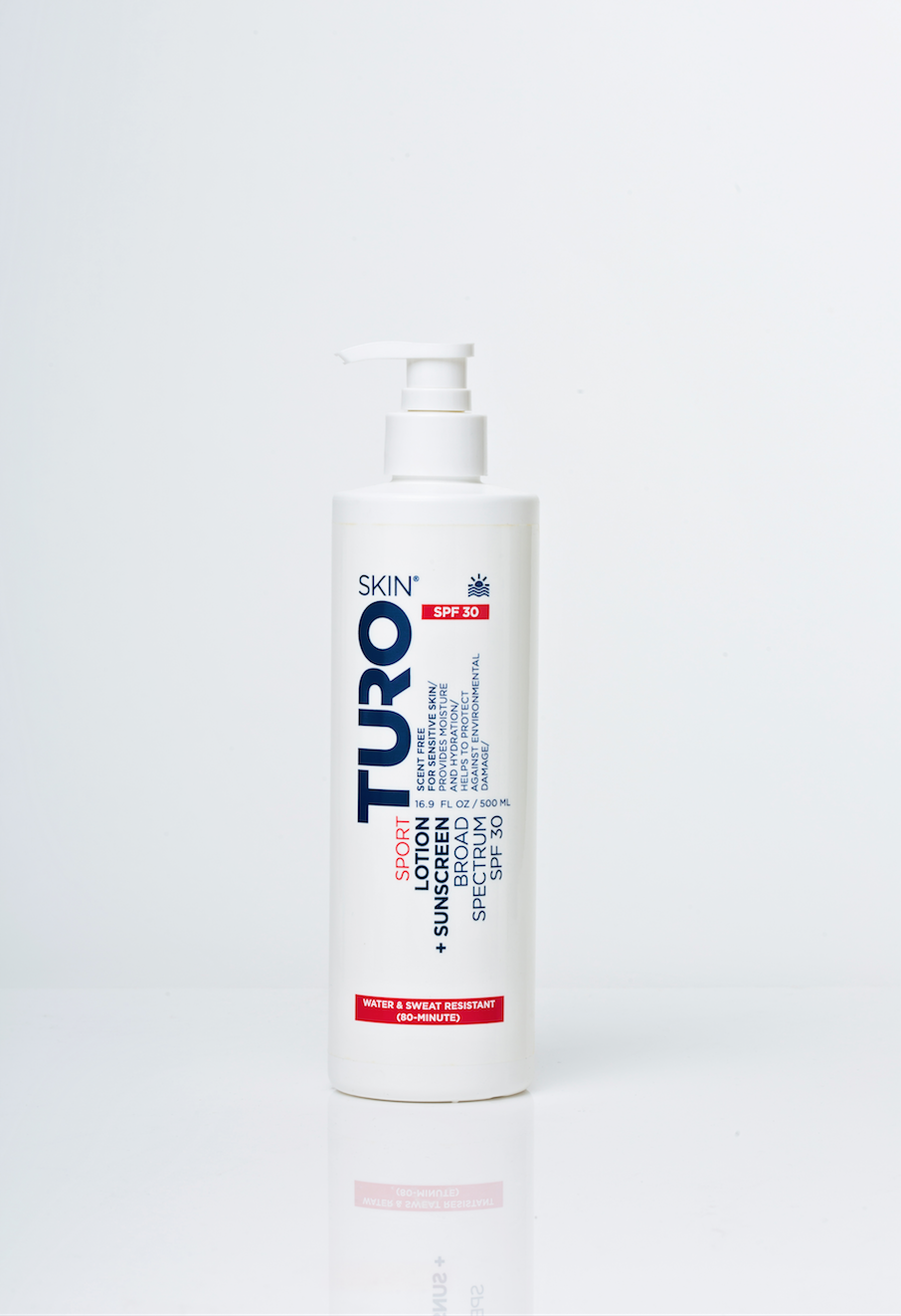 TuroSkin Sport Lotion + Sunscreen BROAD SPECTRUM SPF 30 (WR/SR 80min) (16.9 OZ Pump)(UNISEX, VEGAN)